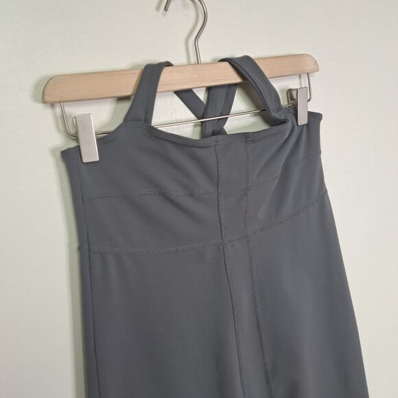 Athleta Sizzle Gray Shelf Bra Stretchy Nylon Spandex Halter Dress MT Medium Tall - Picture 3 of 11